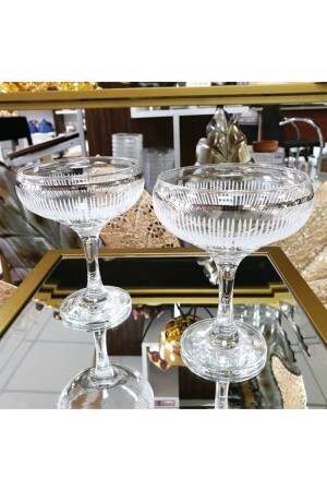 مجموعة من 6 أدوات من اليد مزينة بالفضة الذهبية من المغنوليا الزجاجية كأس الآيس كريم كأس الآيس كريم كأس الزجاجية كأس العشاء - Paşabahçe