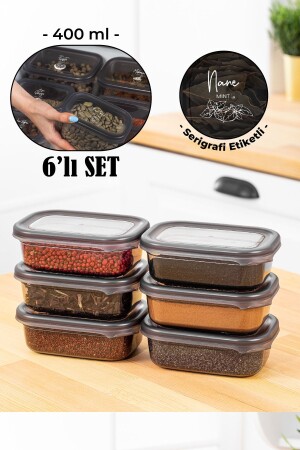 مجموعة من 6 حاويات تخزين العطور مستطيلة بـ Peggy مع علامة طباعة الشاشة البيضاء 400 مل من الأنتراكيت PGGY6LI400 - Vienev