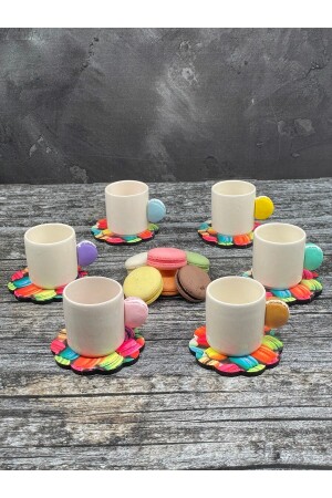 6-Personen-Kaffeetassen-Set aus Keramik mit Macaron-Griff TYC00601307595 - 3