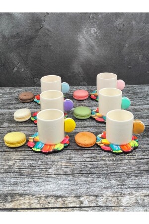 6-Personen-Kaffeetassen-Set aus Keramik mit Macaron-Griff TYC00601307595 - 4