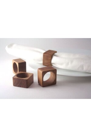 مجموعة من 6 حلقات من الخشب مربع - حلقة من الخشب - مجموعة من الأدوات المائدية - Pogo Wood