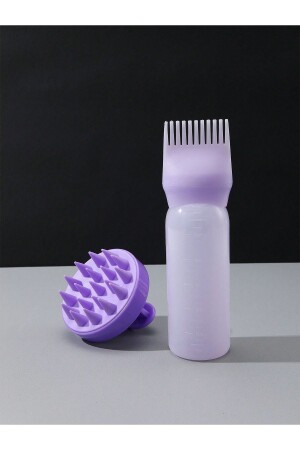 مُطبّق زيت العناية بالشعر من 6 أوز زجاجات بلاستيكية زجاجية زرقاء + ماساج زرقاء كومب زجاجية زرقاء - Ravenna