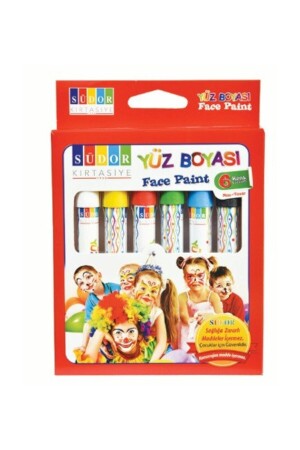 6 Renkli Yüz Boyası - Yüz Boyama Palyaço Kalemi - Südor