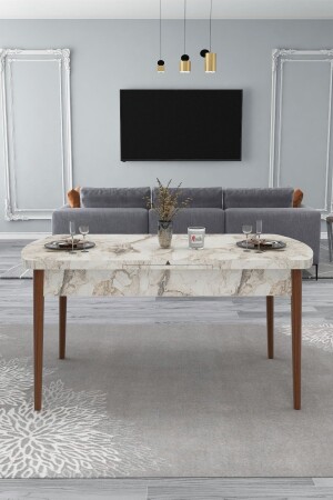 طاولة الطعام من الخشب طاولة كلبيك طاولة مُمتدة لـ 6 أشخاص (أفيس) - Renlife