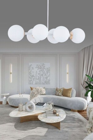 منز فاخرة تصميم حديث أبيض 6 قطع كرة زجاجية الكرة البيضاء الشنارة - Şl Şef Light
