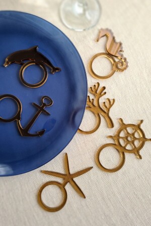 مجموعة من 6 حلقات نيبكين براون أكريليك شفافة SPH-3036-MG - Story