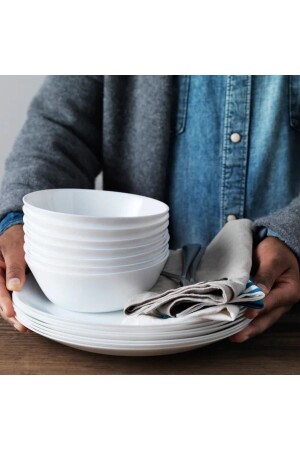 6 Stück 15 cm weiße Schüssel Suppe Salat Nüsse Schüssel gehärtetes Glas - 4