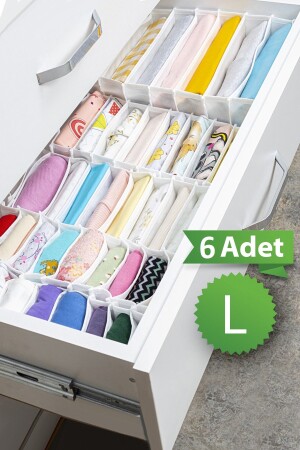 6 Stück 8 Fächer Mehrzweck-Akkordeon-Schubladen- und Schrank-Organizer 24 x 37 x 18 cm L 6400WQ - 2