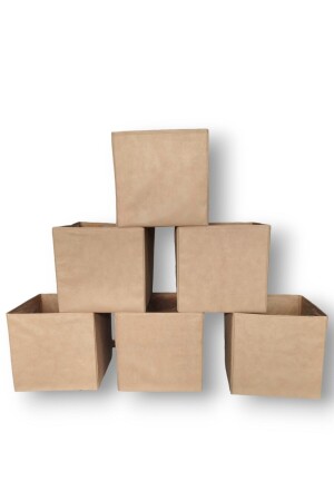 6 Stück beige Mehrzweck-Schrank-Organizer-Box, dekorative Aufbewahrungsbox, Regal-Organizer, groß, PCSK6 - 3