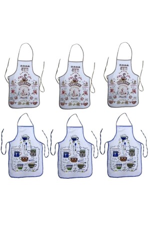 6 Stück digital bedruckte, flüssigkeitsdichte Küchenschürze – Kaffee MSTK10812 - Mandaş