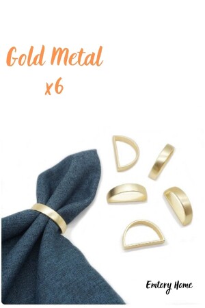 6 Stück elegante Serviettenringe aus goldfarbenem D-Metall – (garantiert kein Anlaufen) - 7