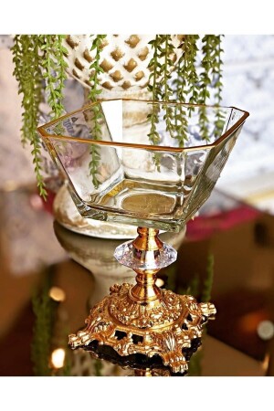 6 Stück goldfarbene Metallbeine, detaillierte Magnolienschale, Eiscreme-Zuckerdose, Goldfußschale - Decores Home Center