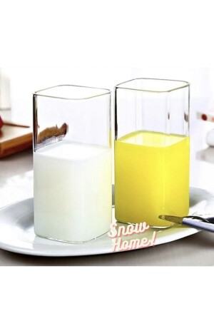 6 Stück rechteckiges hitzebeständiges Borosilikat-Trend-Erfrischungsgetränkeglas 380 ml quadratisches Glas mango123654aew - 5