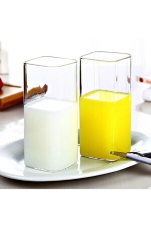 6 Stück rechteckiges hitzebeständiges Borosilikat-Trend-Erfrischungsgetränkeglas 380 ml quadratisches Glas V-25151 - 4