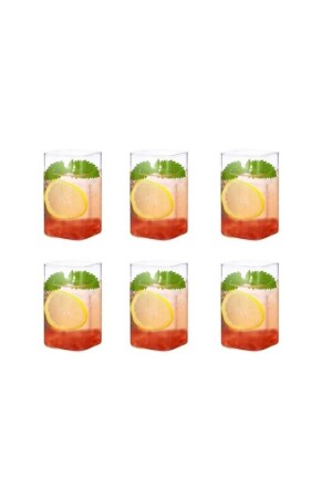 6 Stück rechteckiges hitzebeständiges Borosilikat-Trend-Erfrischungsgetränkeglas 380 ml quadratisches Glas V-25151 - 6