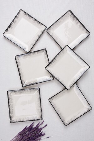 مجموعة من 6 لوحات كيك مربع من صنع يد أسود - ŞURAMUTFAK