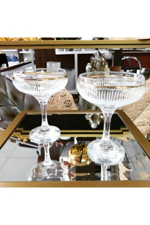 6-teilige handverzierte goldvergoldete Glas-Eisschale, Glas-Eisschale, Snackschale 6lıpanayırcup - 1