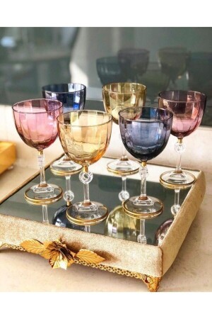 6-teilige handverzierte vergoldete Glas-Eisschale, Glas-Eisschale, Snackschale 734 - 3