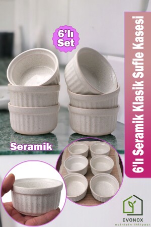 6-teilige klassische Souffle-Schüssel aus Keramik – schlicht – 10 cm – Elegante und praktische 6-teilige klassische Souffle-Schüssel aus Keramik - 1