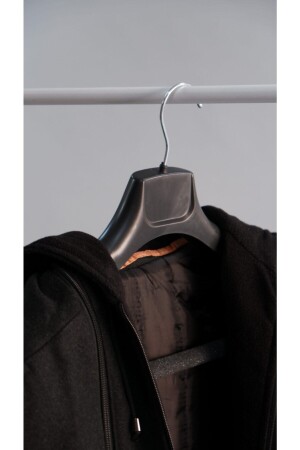 6-teiliger Jacken-Kleiderbügel, schwarz, breiter, dicker Kunststoff-Kleiderbügel – Jacke, Mantel, Hose und Kleiderbügel 9332 - 2