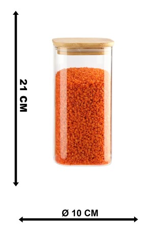 6-teiliges 1500 ml quadratisches Gewürzglas aus Glas mit Bambusdeckel, Dragee und Lebensmittelbehälter S8DG40010D0d038588 - 5