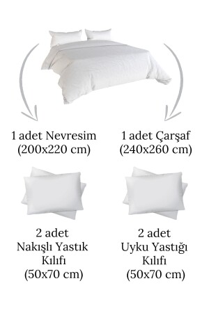 6-teiliges Bettwäsche-Set für Doppelbetten, Baumwolle, bestickt, Leinen, Lima, Beige, SRBNHMNAK1LİMA - 4