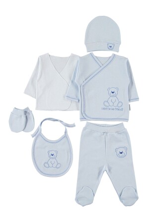 6-teiliges Body-Set aus gekämmter Baumwolle für Neugeborene, Blau 0458702100SS - 1
