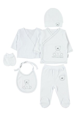 6-teiliges Body-Set aus gekämmter Baumwolle für Neugeborene, Weiß 0458702100SS - 1