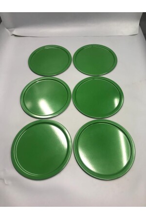 6-teiliges, dekoratives Tee-, Kaffee- und Kuchenservice-Präsentationstablett aus Metall in Grün, 23 cm, MZ22RNK666 - 3