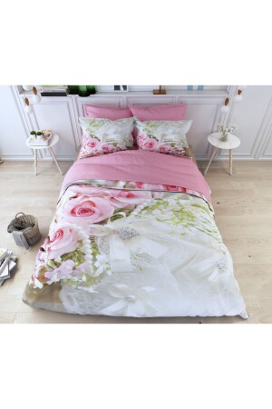 6-teiliges Doppelbett-Bettbezug-Set „Rose mit Perlen“ 2023589641232772 - 1