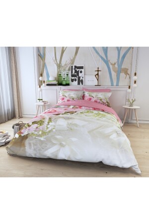 6-teiliges Doppelbett-Bettbezug-Set „Rose mit Perlen“ 2023589641232772 - 3