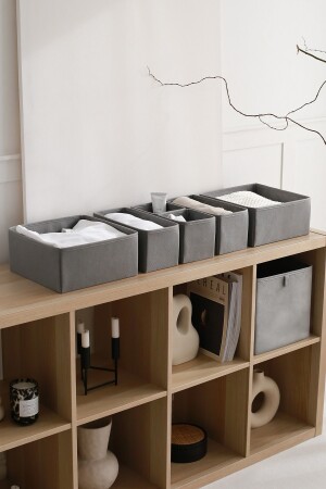 6-teiliges graues Schubladenschrank-Wäsche-Organizer-Kinderzimmer-Klapp-Aufbewahrungsbox-Organizer-Set KK6-GRI - 2