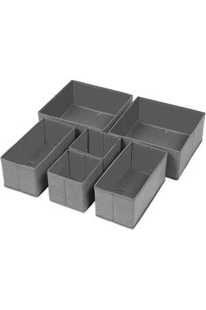 6-teiliges graues Schubladenschrank-Wäsche-Organizer-Kinderzimmer-Klapp-Aufbewahrungsbox-Organizer-Set KK6-GRI - 4