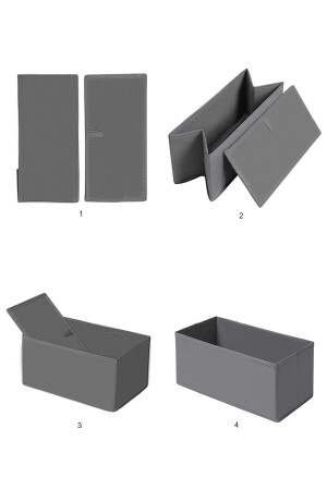 6-teiliges graues Schubladenschrank-Wäsche-Organizer-Kinderzimmer-Klapp-Aufbewahrungsbox-Organizer-Set KK6-GRI - 9