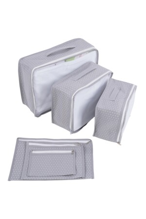 6-teiliges Koffer-Organizer-Netz-Set – grau geflecktes Koffer-Organizer-Set für Reisetaschen, gepunktet HOME. 04183. 05 - 5