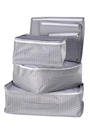 6-teiliges Koffer-Organizer-Netz-Set – grau geflecktes Koffer-Organizer-Set für Reisetaschen, gepunktet HOME. 04183. 05 - 7