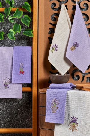 6-teiliges Küchenhandtuch-Lavendel-Set, 40 x 60 cm, Serviettenmodell - 3