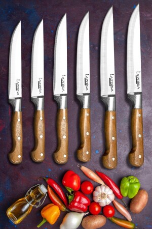 6-teiliges Küchenmesser-Set, Fleisch, Brot, Gemüse, Obst, Messer LAZBİSAA06 - 4