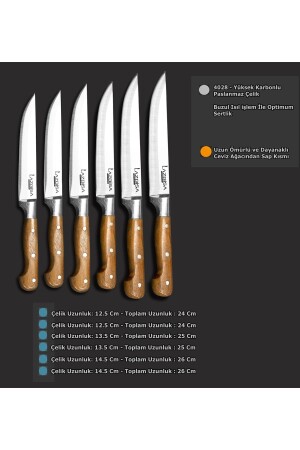 6-teiliges Küchenmesser-Set, Fleisch, Brot, Gemüse, Obst, Messer LAZBİSAA06 - 6