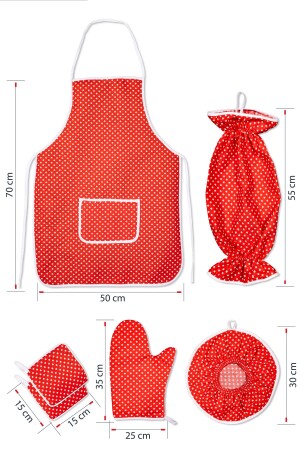 6-teiliges Küchenset & Küchenschürze – Ofenhandschuhe – 2 Griffhalter – Organizer-Taschenhalter – Demlematik - 4