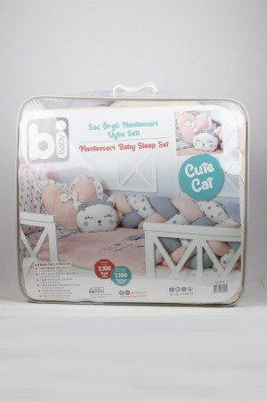 6-teiliges Möbel-Schlafbett-Set für Babys, Mädchen, niedliches Katzenhaargeflecht, Montessori, B02500069093 - 10