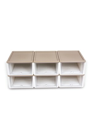 6-teiliges modulares Schuhregal, luxuriöses Schuhkarton-Set, Schrank mit Abdeckung, stapelbar, Herren-Eh-303 - 1