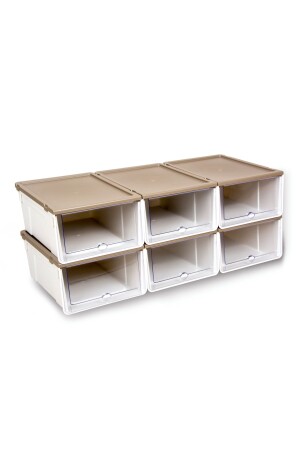 6-teiliges modulares Schuhregal, luxuriöses Schuhkarton-Set, Schrank mit Abdeckung, stapelbar, Herren-Eh-303 - 3