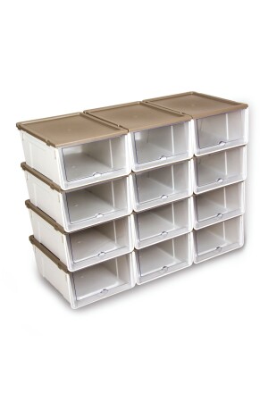 6-teiliges modulares Schuhregal, luxuriöses Schuhkarton-Set, Schrank mit Abdeckung, stapelbar, Herren-Eh-303 - 4