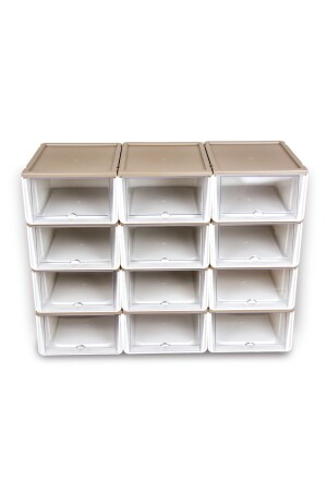 6-teiliges modulares Schuhregal, luxuriöses Schuhkarton-Set, Schrank mit Abdeckung, stapelbar, Herren-Eh-303 - 5