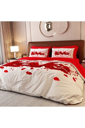 6-teiliges Red Love 2 Doppelbett-Bettbezug-Set ALCY1002 - 6