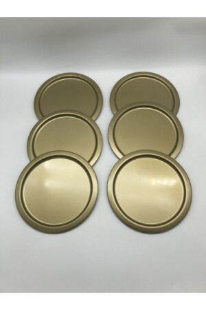 6-teiliges rundes Tee-, Kaffee- und Kuchen-Serviertablett aus Metall, dekoratives Präsentationstablett, antike Farbe, 24 cm, SYH6T6 - 2