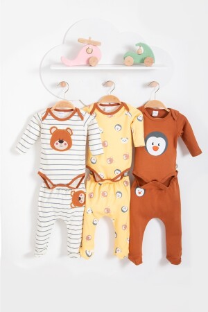 6-teiliges Set aus Unterteil und Oberteil für Babys mit süßem Panda-Muster - 1