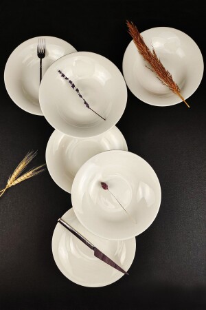 6-teiliges Speiseteller-Set aus Porzellan in Istanbul-Form, 20 cm, cremefarben – TL4034361 C320. 003 - 1