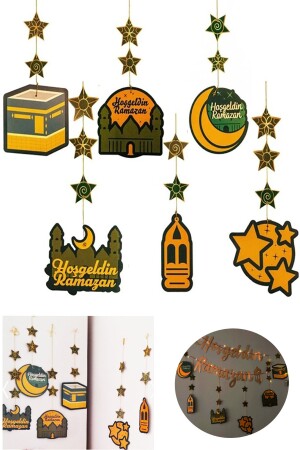 6-teiliges Willkommens-Ramadan-Deckenpendellampen-Ornament, Ramadan-Feiertagszimmer-Veranstaltungsornament, Sultan von 11 Monaten, Öllampen-Ornament - 1